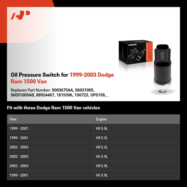 Oil Pressure Switch for 1999-2003 Dodge Ram 1500 Van
