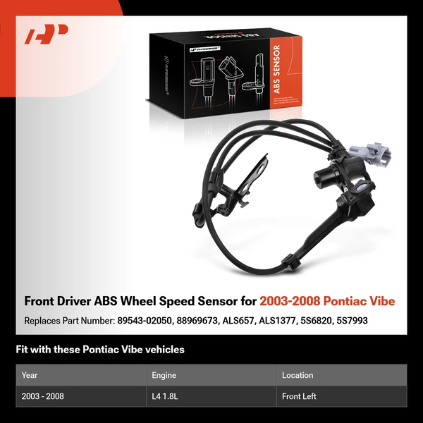 Front Driver ABS Wheel Speed Sensor for 2003-2008 Pontiac Vibe