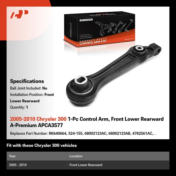 2005-2010 Chrysler 300 1-Pc Control Arm, Front Lower Rearward A-Premium APCA3577