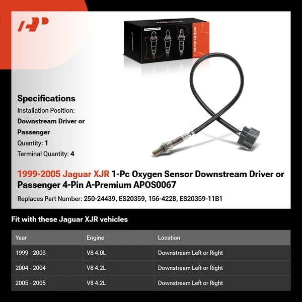 1999-2005 Jaguar XJR 1-Pc Oxygen Sensor Downstream Driver or Passenger 4-Pin A-Premium APOS0067