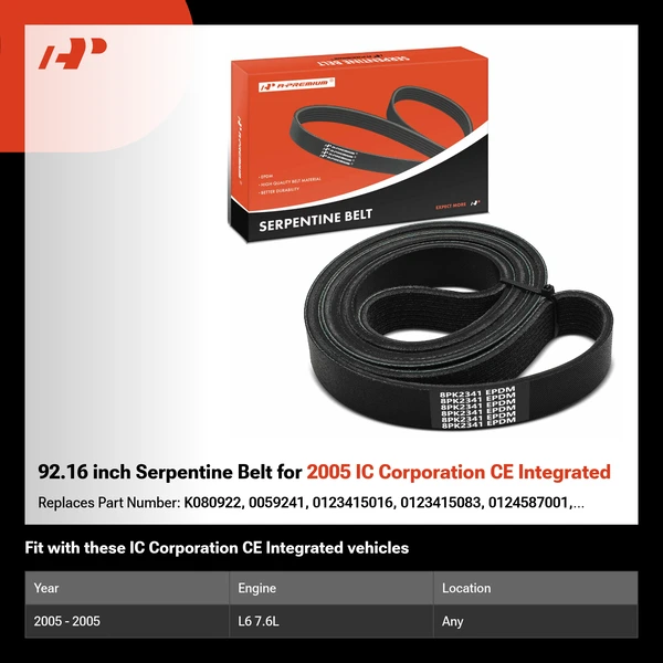 92.16 inch Serpentine Belt for 2005 IC Corporation CE Integrated