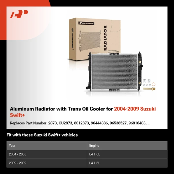 Aluminum Radiator with Trans Oil Cooler for 2004-2009 Suzuki Swift+