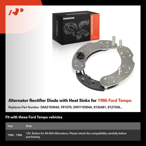 Alternator Rectifier Diode with Heat Sinks for 1986 Ford Tempo