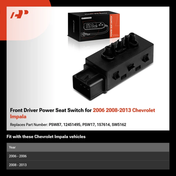 Front Driver Power Seat Switch for 2006 2008-2013 Chevrolet Impala