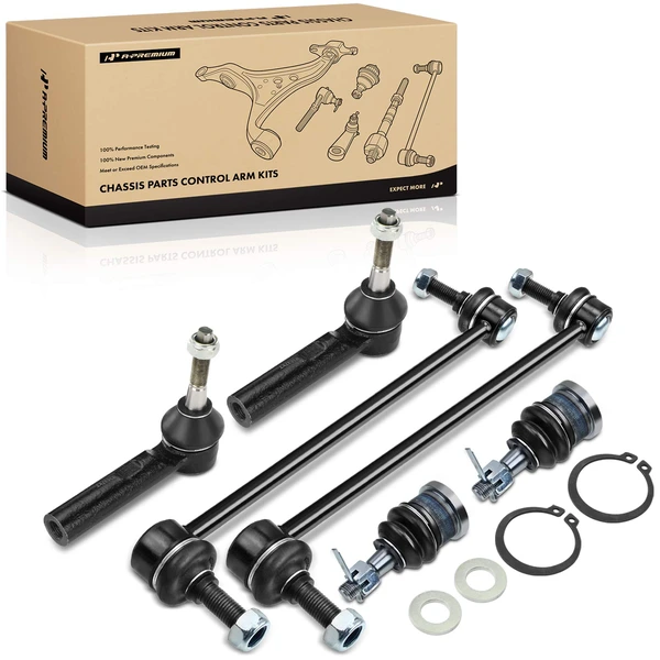 A Set of 6 Ball Joint Sway Bar Link and Tie Rod End Kit Front Side A-Premium APCA1390
