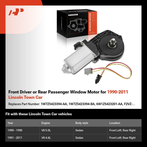 Front Driver or Rear Passenger Window Motor for 1990-2011 Lincoln Town Car