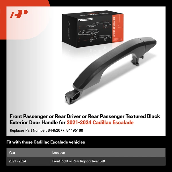 Front Passenger or Rear Driver or Rear Passenger Textured Black Exterior Door Handle for 2021-2024 Cadillac Escalade