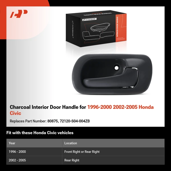 Charcoal Interior Door Handle for 1996-2000 2002-2005 Honda Civic