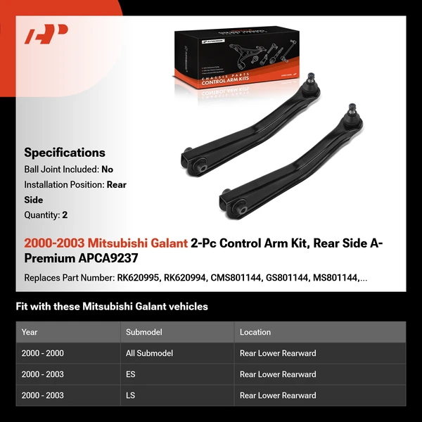 2000-2003 Mitsubishi Galant 2-Pc Control Arm Kit, Rear Side A-Premium APCA9237