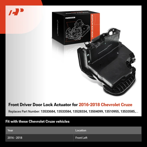 Front Driver Door Lock Actuator for 2016-2018 Chevrolet Cruze