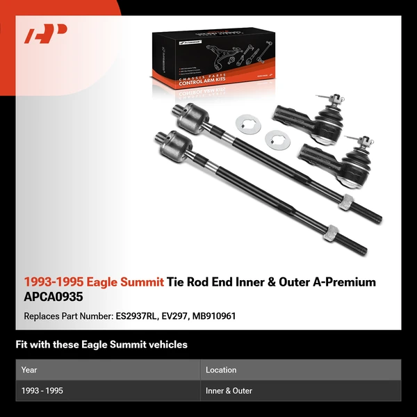 1993-1995 Eagle Summit Tie Rod End Inner & Outer A-Premium APCA0935