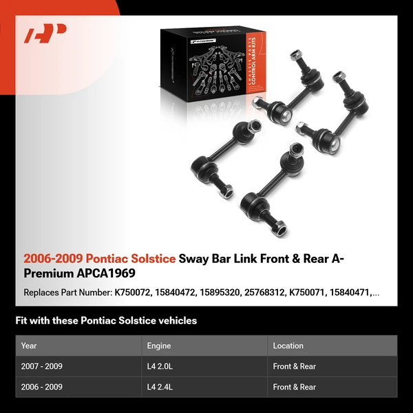 2006-2009 Pontiac Solstice Sway Bar Link Front & Rear A-Premium APCA1969