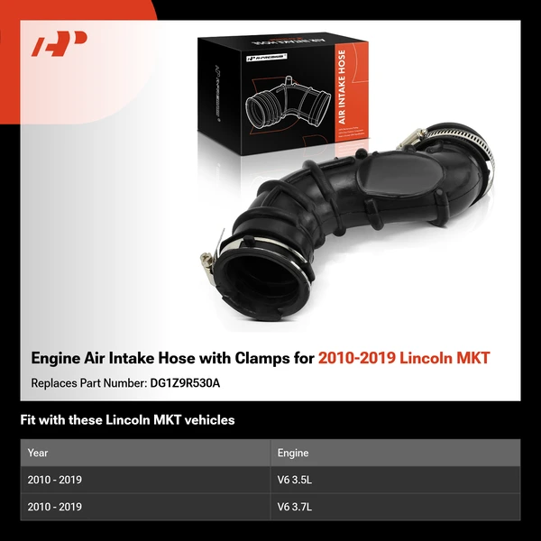 Engine Air Intake Hose with Clamps for 2010-2019 Lincoln MKT