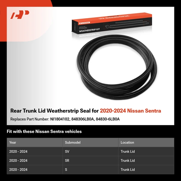 Rear Trunk Lid Weatherstrip Seal for 2020-2024 Nissan Sentra