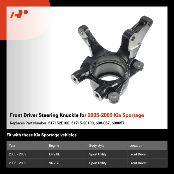 Front Driver Steering Knuckle for 2005-2009 Kia Sportage