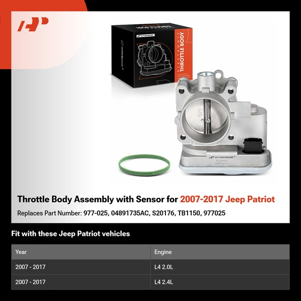 Throttle Body Assembly with Sensor for 2007-2017 Jeep Patriot