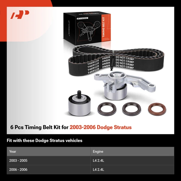 6 Pcs Timing Belt Kit for 2003-2006 Dodge Stratus