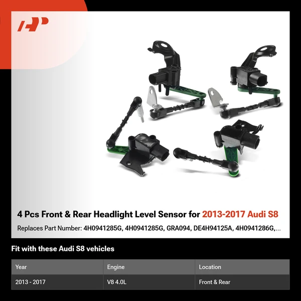 4 Pcs Front & Rear Headlight Level Sensor for 2013-2017 Audi S8