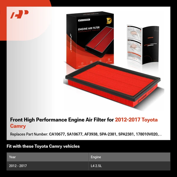 Front High Performance Engine Air Filter for 2012-2017 Toyota Camry