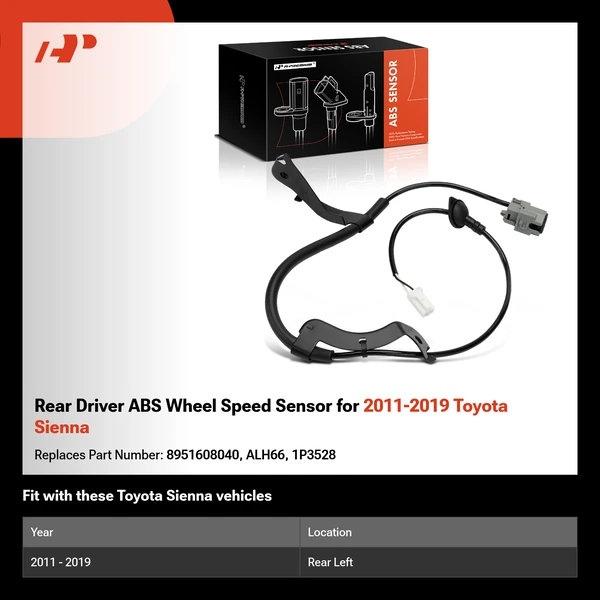 Rear Driver ABS Wheel Speed Sensor for 2011-2019 Toyota Sienna