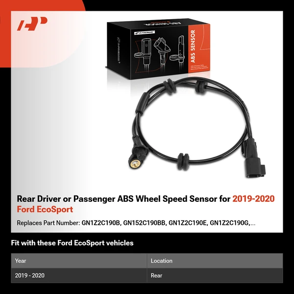 Rear Driver or Passenger ABS Wheel Speed Sensor for 2019-2020 Ford EcoSport