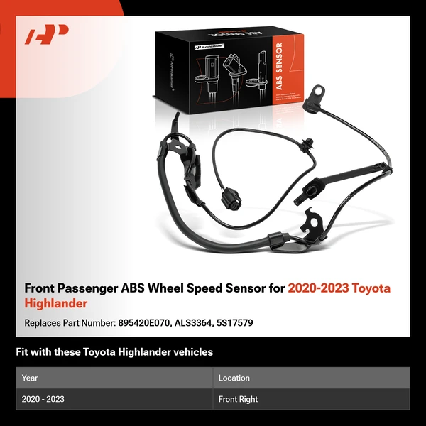 Front Passenger ABS Wheel Speed Sensor for 2020-2023 Toyota Highlander