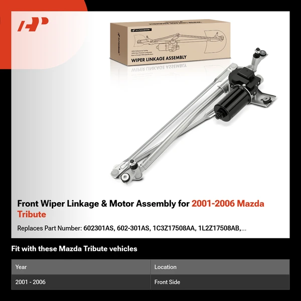 Front Wiper Linkage & Motor Assembly for 2001-2006 Mazda Tribute