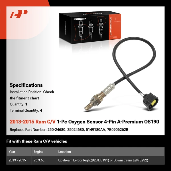 2013-2015 Ram C/V 1-Pc Oxygen Sensor 4-Pin A-Premium OS190