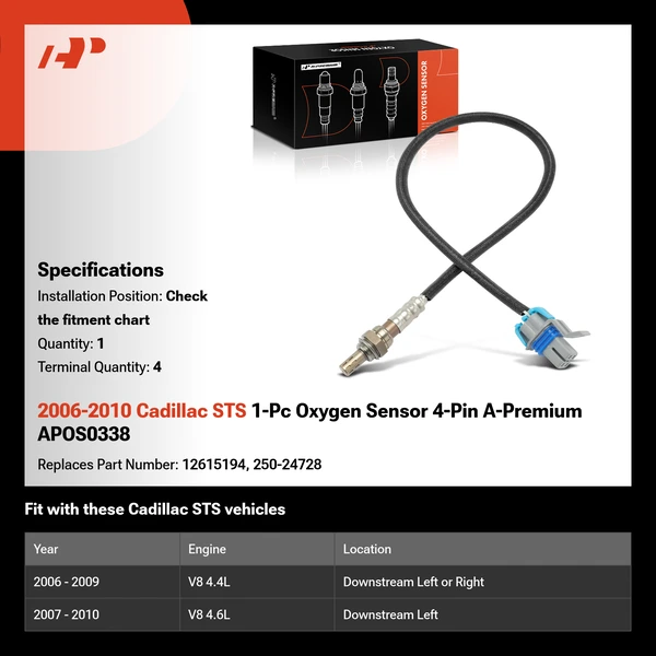 2006-2010 Cadillac STS 1-Pc Oxygen Sensor 4-Pin A-Premium APOS0338