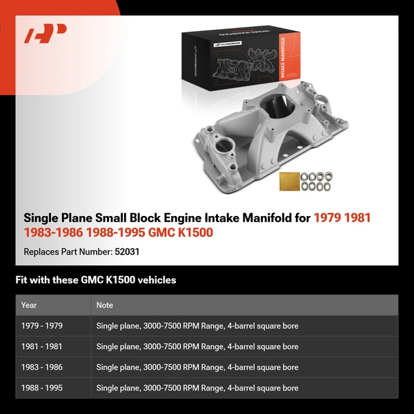 Single Plane Small Block Engine Intake Manifold for 1979 1981 1983-1986 1988-1995 GMC K1500