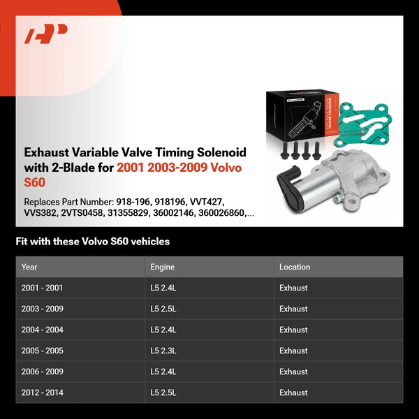 Exhaust Variable Valve Timing Solenoid with 2-Blade for 2001 2003-2009 Volvo S60