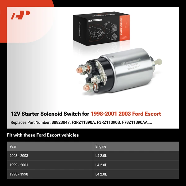 12V Starter Solenoid Switch for 1998-2001 2003 Ford Escort