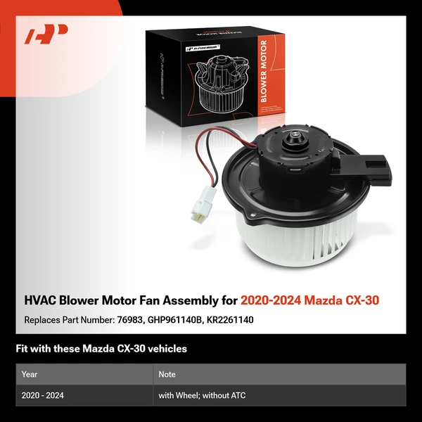 HVAC Blower Motor Fan Assembly for 2020-2024 Mazda CX-30