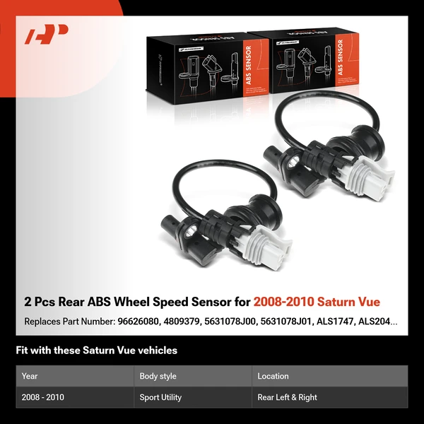 2 Pcs Rear ABS Wheel Speed Sensor for 2008-2010 Saturn Vue