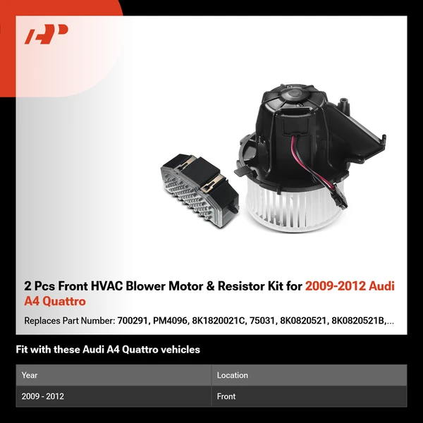 2 Pcs Front HVAC Blower Motor & Resistor Kit for 2009-2012 Audi A4 Quattro