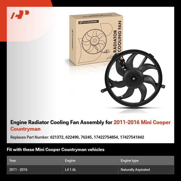 Engine Radiator Cooling Fan Assembly for 2011-2016 Mini Cooper Countryman