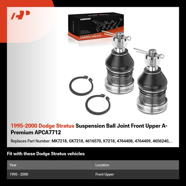 1995-2000 Dodge Stratus Suspension Ball Joint Front Upper A-Premium APCA7712