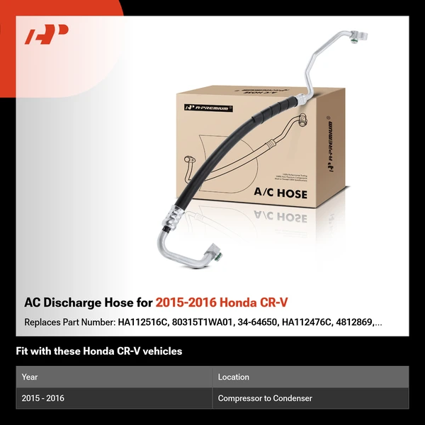 AC Discharge Hose for 2015-2016 Honda CR-V