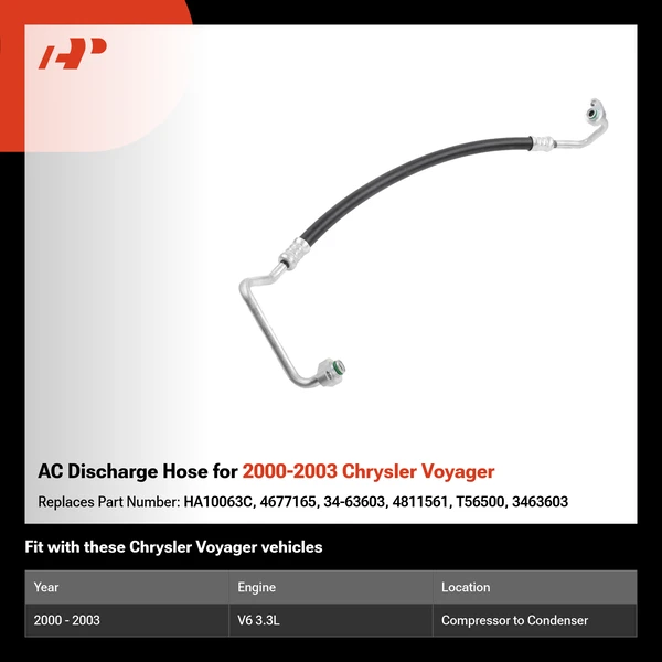 AC Discharge Hose for 2000-2003 Chrysler Voyager