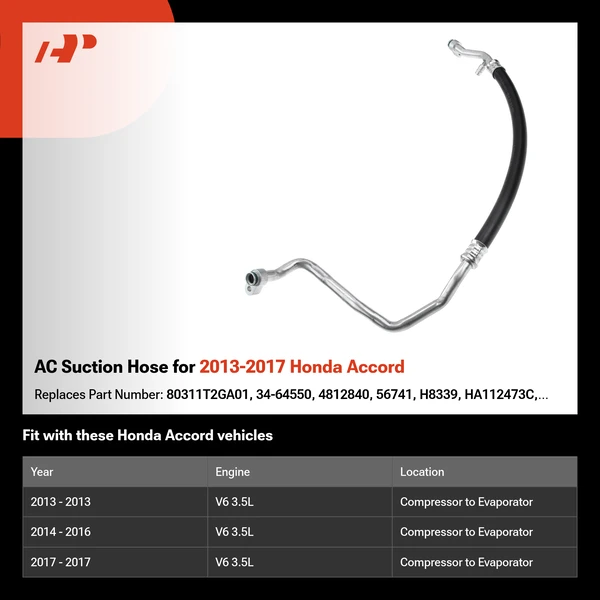 AC Suction Hose for 2013-2017 Honda Accord