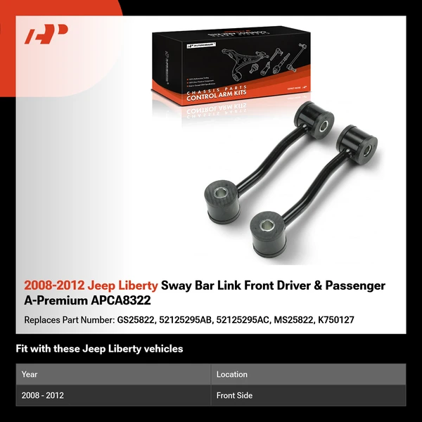 2008-2012 Jeep Liberty Sway Bar Link Front Driver & Passenger A-Premium APCA8322