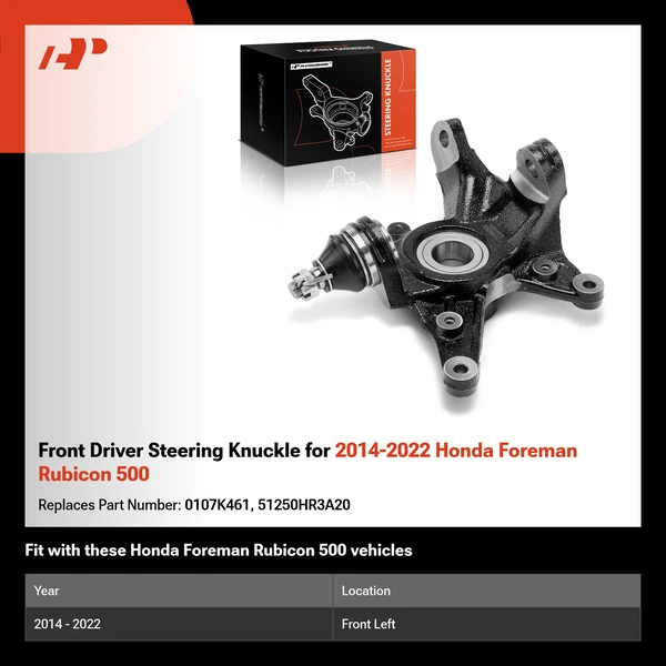 Front Driver Steering Knuckle for 2014-2022 Honda Foreman Rubicon 500
