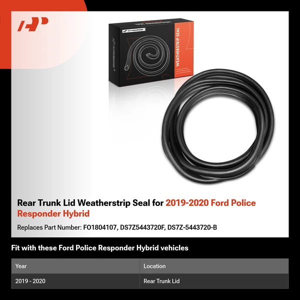 Rear Trunk Lid Weatherstrip Seal for 2019-2020 Ford Police Responder Hybrid