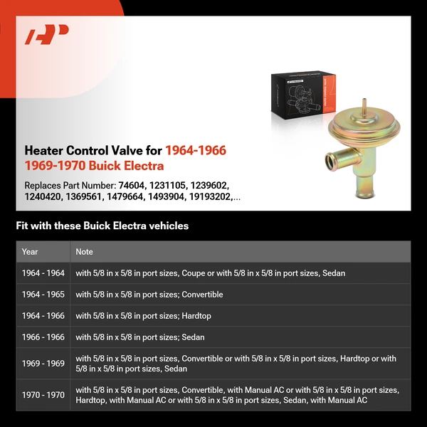 Heater Control Valve for 1964-1966 1969-1970 Buick Electra