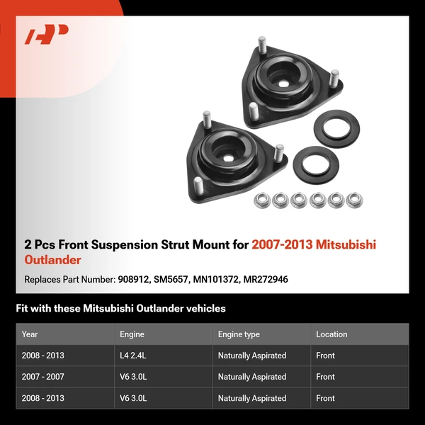 2 Pcs Front Suspension Strut Mount for 2007-2013 Mitsubishi Outlander