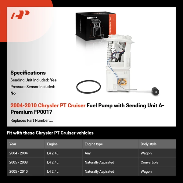 2004-2010 Chrysler PT Cruiser Fuel Pump with Sending Unit A-Premium FP0017
