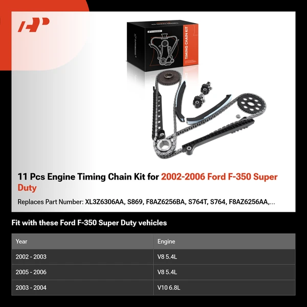 11 Pcs Engine Timing Chain Kit for 2002-2006 Ford F-350 Super Duty