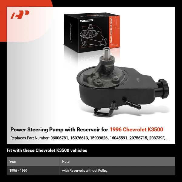 Power Steering Pump with Reservoir for 1996 Chevrolet K3500