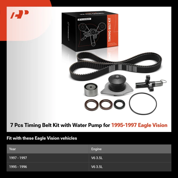 7 Pcs Timing Belt Kit with Water Pump for 1995-1997 Eagle Vision