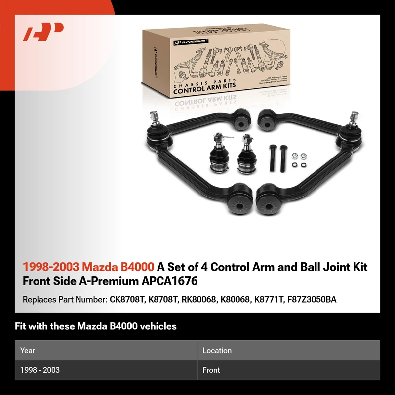 1998-2003 Mazda B4000 A Set of 4 Control Arm and Ball Joint Kit Front Side A-Premium APCA1676